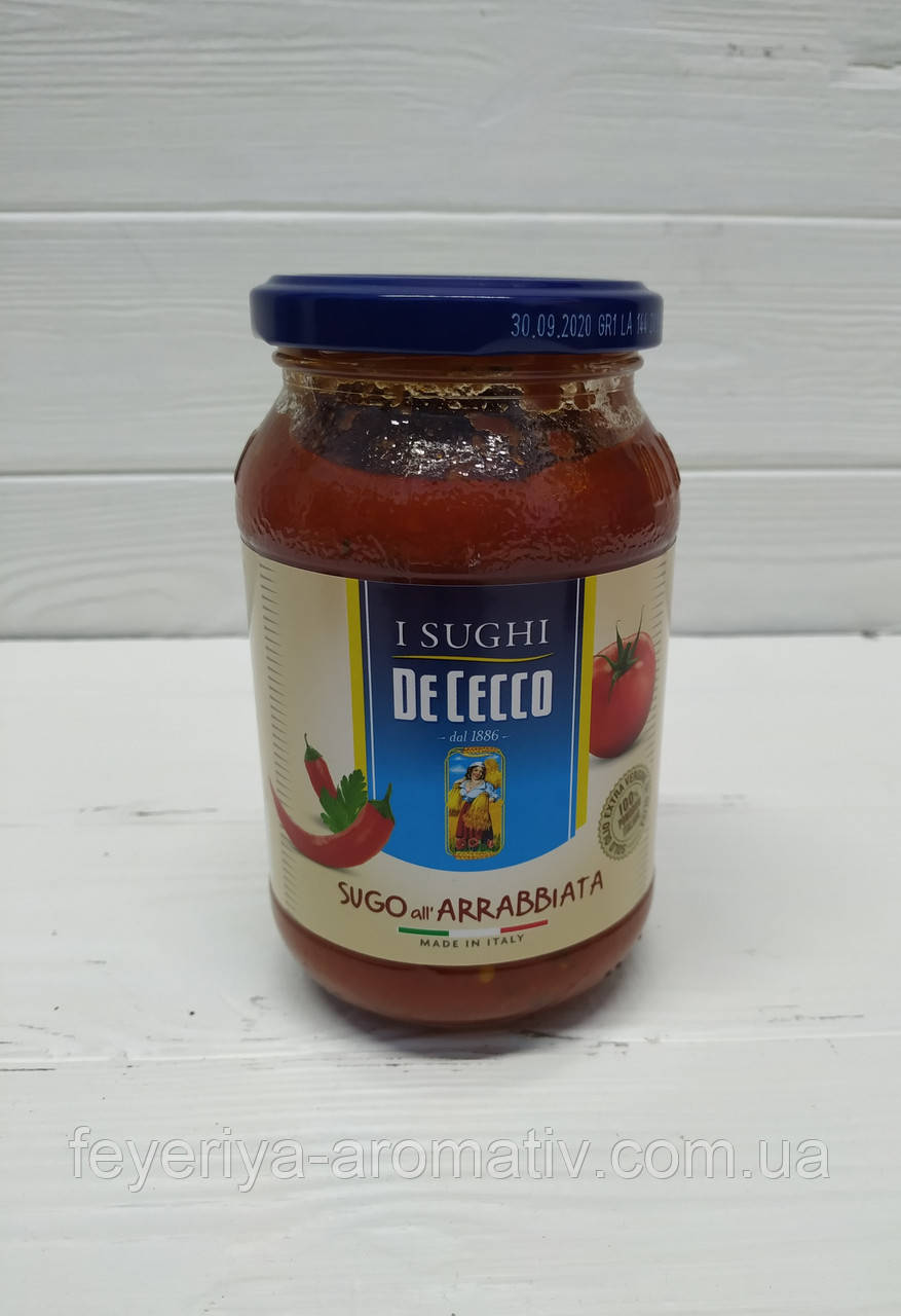Соус томатний De Cecco 400г (Італія) гострий (sugo передній arrabbiata)