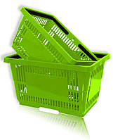 Корзинки пластиковые для супермаркета на 22 л. светло-зеленые