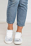 Жіночі білі шкіряні кеди зі сріблястим напиленням SILVER, фото 5