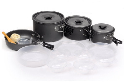 Набір посуду SY-500 на 4-5 чоловік, з анодованого алюмінію, комплект туристичний похідний кемпінгу