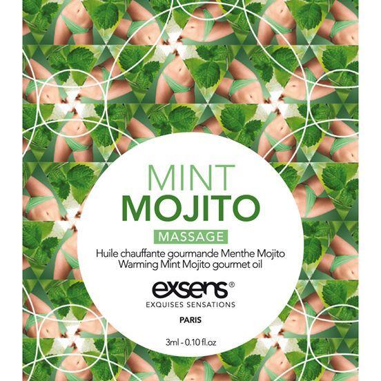 Зігрівальна масажна олія з ароматом м'яти EXSENS Mojito, 3 мл.