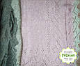 Пухова хустина подвійної в'язки ажурна колір пудра 100*100 см, фото 3