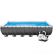 Басейн каркасний Intex 26368, 732-366-132 см, фільтр-насос з хлоргенератором, сходи, підстилка, тент