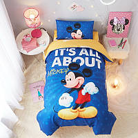 Детское постельное белье "Mickey Mouse" синее с завязками