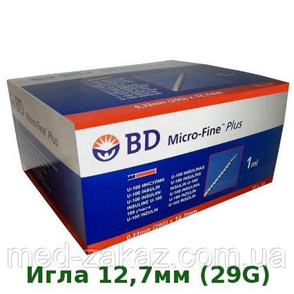 Інсуліновий Шприц BD Micro-Fine Plus 1,0 мл 29G 0,33 x 12,7 мм U-100 (100 шт.) REF 320931