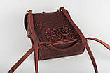 Шкіряний рюкзак ручної роботи, сумочка-рюкзак з авторським тисненням, стиль бохо, фото 5