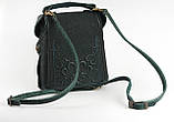 Шкіряний рюкзак ручної роботи, сумочка-рюкзак з авторським тисненням у стилі бохо, фото 4