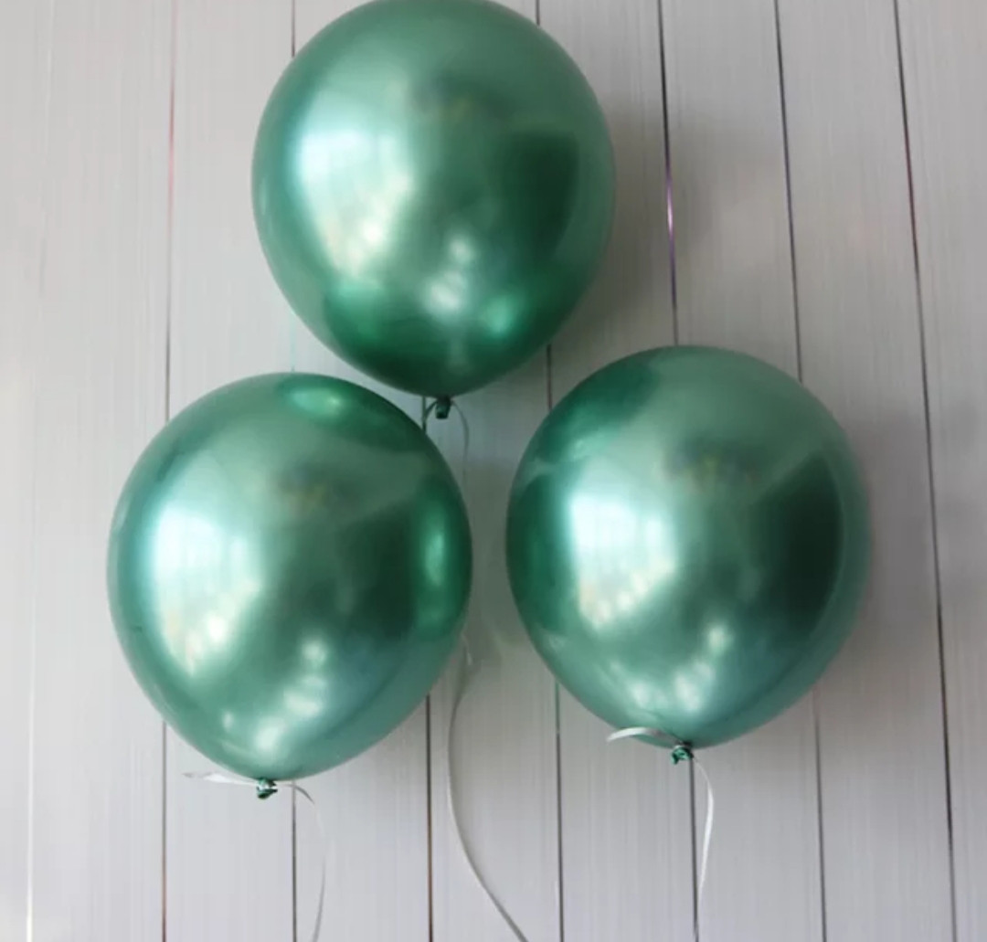 Хромований повітряний латексний куля зелений 12" дюймів 28 - 30 див.