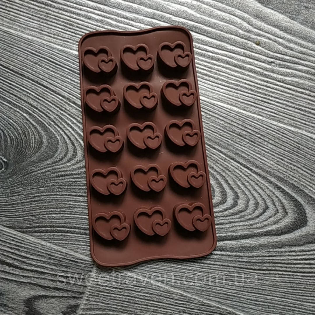 Форма для цукерок подвійні серця, фото 1