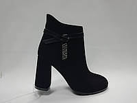 Чорні черевички із еко-замші. Ботільйони. Маленькі розміри (33).