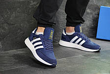 Чоловічі кросівки Adidas Iniki,замшеві,сині з білим, фото 3
