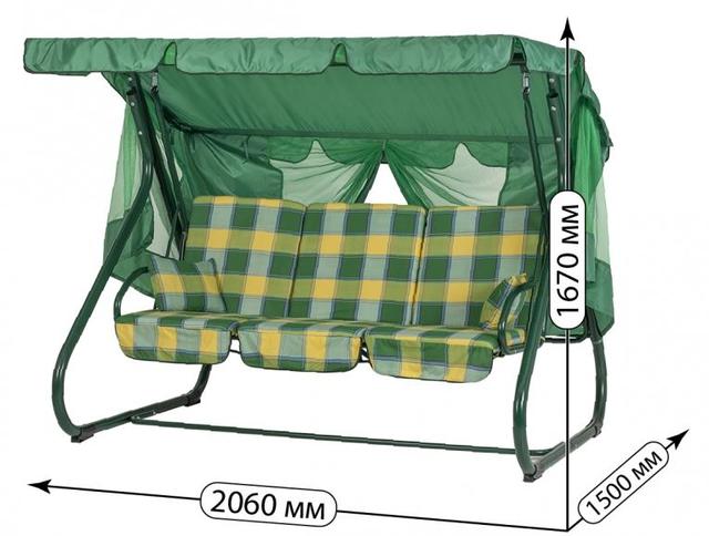 Качели Вилла (Бязь, Желто-зеленая клетка) фото 3 Качели Вилла (Бязь, Желто-зеленая клетка) фото 3