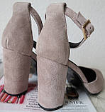 Mante! Гарні жіночі шкіряні босоніжки туфлі підбор 10 см весна літо Лате класичні замшеві туфельки, фото 4