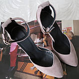 Mante! Гарні жіночі шкіряні босоніжки туфлі підбор 10 см весна літо Лате класичні замшеві туфельки, фото 8