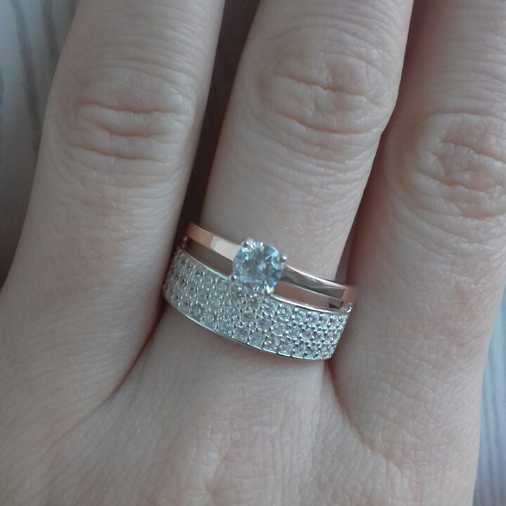 Срібне кільце із золотою пластиною Надія, фото 1