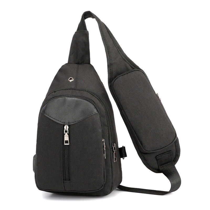 Повсякденна сумка-рюкзак чоловіча на одне плече чорного кольору, фото 1