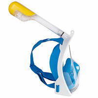 Маска для дайвинга плавания снорклинга синяя FREE BREATH полнолицевая панорамная с креплением для камеры