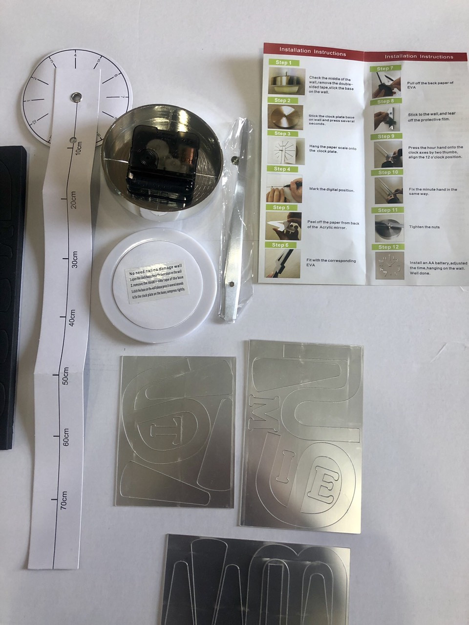 Часы настенные 3D наклейки "DIY" от 50 до 70 см цвет серебро (ZH520-S) - фото 5 - id-p722569640