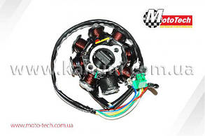 Статор генератора на скутер 4т GY6-125/150c (Катушки — 7+1) (Провода — 3+2) Mototech