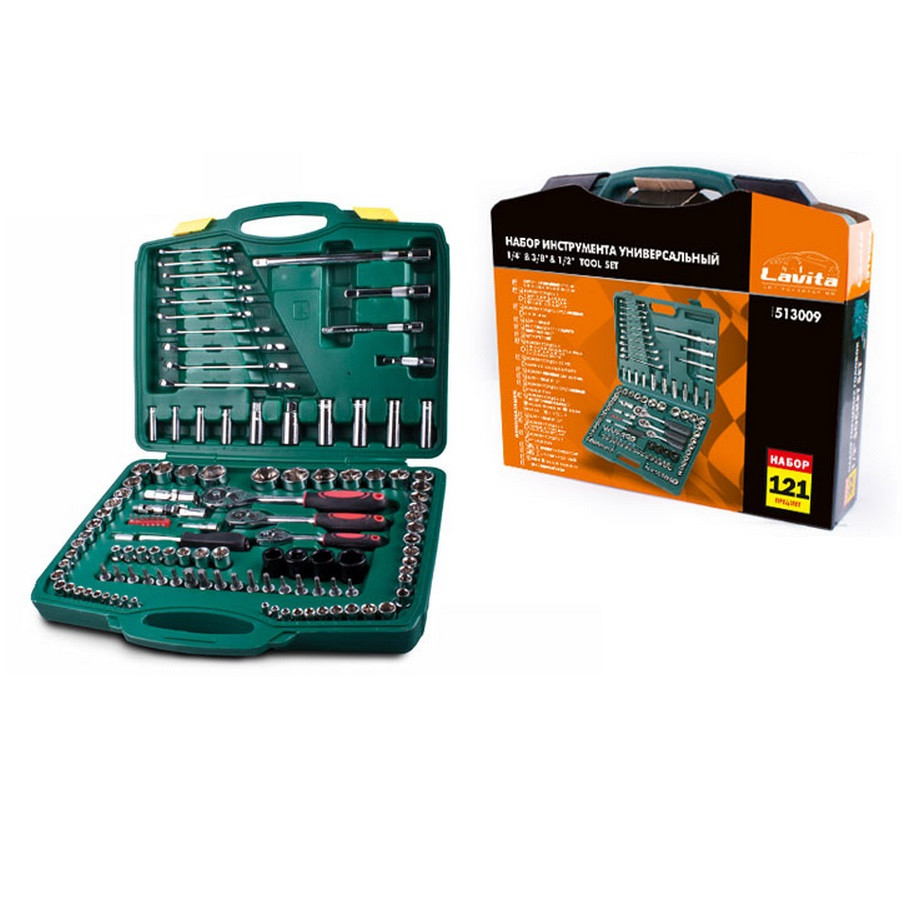 Набір інструменту універсальний 1/4" 3/8" 1/2" 121 од Lavita LA513009, фото 1