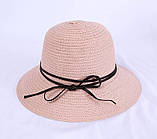 Панамка пляжна капелюшок з стрічкою бежевого кольору, фото 2