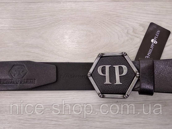 Ремінь Philipp Plein шкіряний, чорний, фото 5