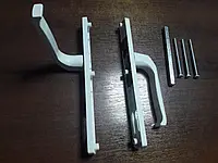 Натискний гарнітур для металопластикових дверей з ПВХ 92/28/220/200 мм з пружиною 3 гвинта білий