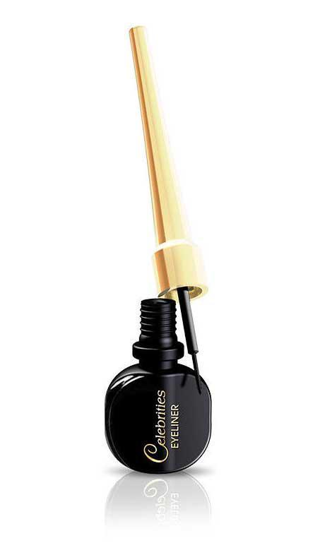 Підводка для очей чорна водостійка «Celebrities Eyeliner» Eveline Cosmetics, 3 мл Евелін