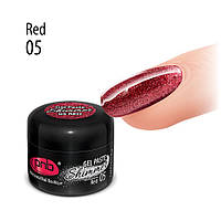 Shimmer Gel Paste/Гель паста із шимером PNB 05 Red, червоний, 5 мл