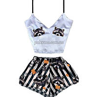 Піжама жіноча Єнот шовкова M-L Різні кольори, XS-S