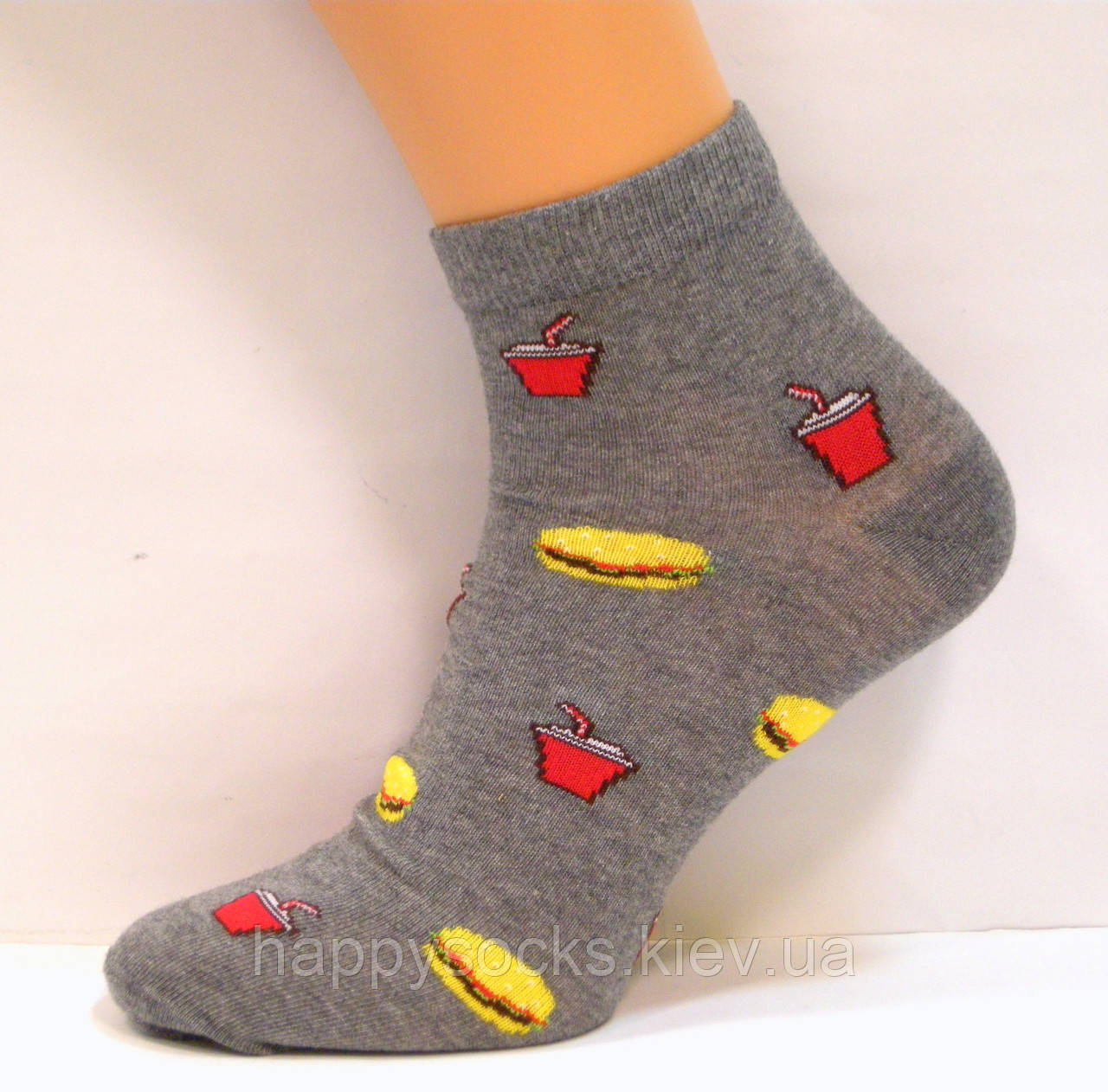 Цветные носки хлопковые с рисунком фастфуд