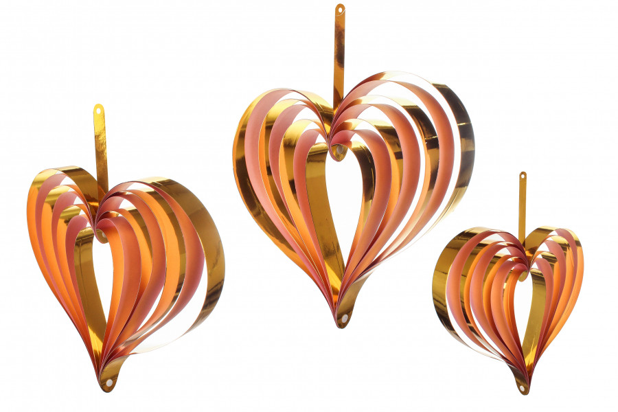 Підвіски для декору "Серце", рожево-золоті, 4 шт., 10-15-20-25 см