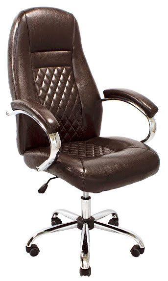 Офисное кресло руководителя Richman Флоренция кожзам черный глянец на колесиках хром - фото 2 - id-p887311782