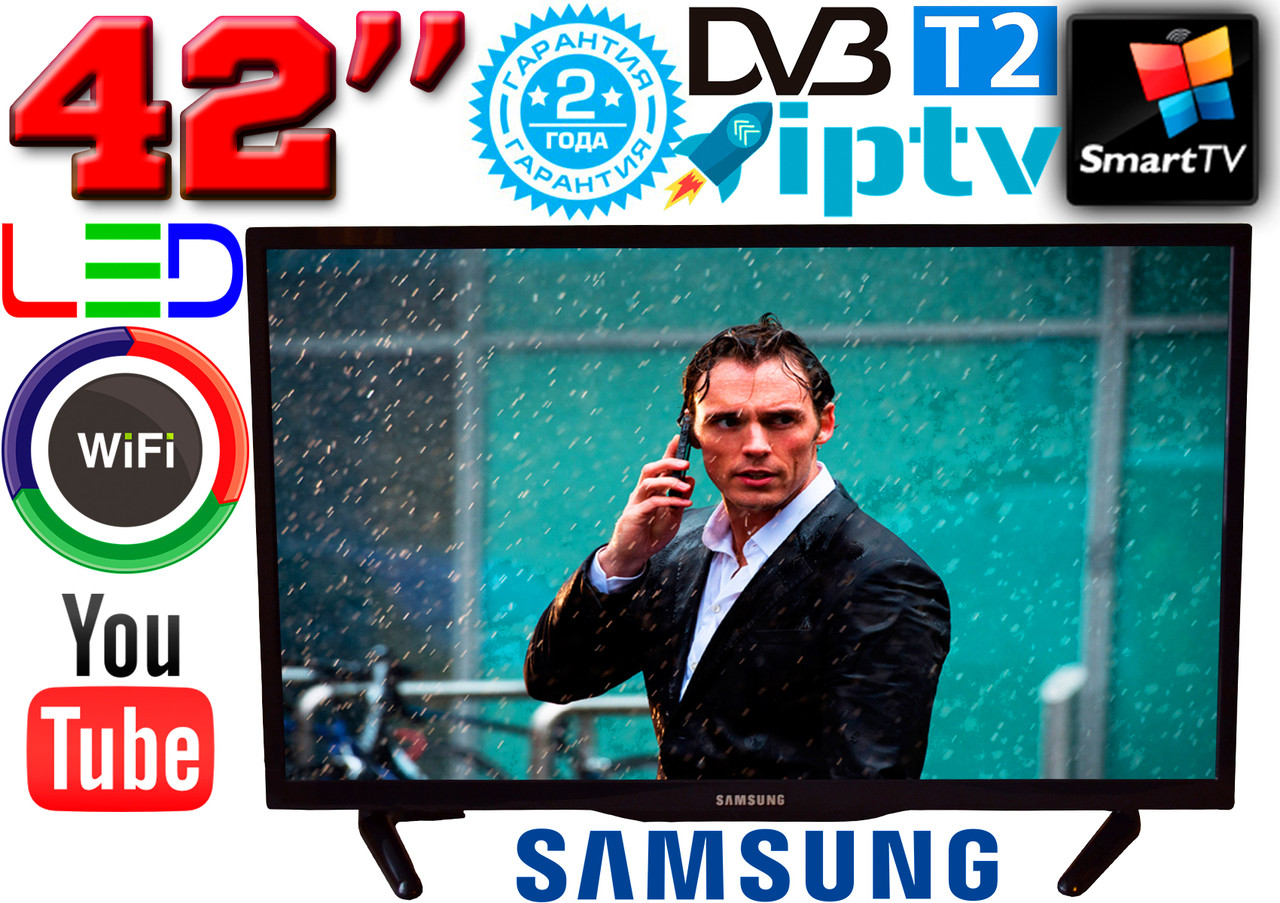 ХІТ телевізори Samsung SmartTV 42" Slim,4K 3840x2160 UHDTV, LED, IPTV, Android 11, T2,WIFI, USB