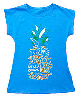 Летняя футболка для девочки 134, Голубой