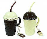 Керамічевий кухоль Ice-cream з кришкою і трубочкою, фото 2