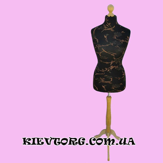 Манекен кравецький жіночий торс чорний з візерунком для ательє (пошиття одягу) пінопластовий (Польща)