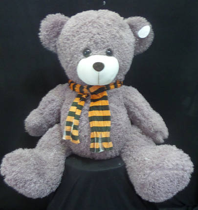 Ведмедик 120 см у смугастому шарфі велика плюшева іграшка універсальний подарунок дівчині або дитині, фото 2