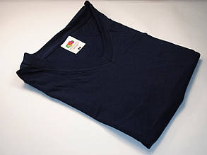 Чоловіча футболка з V-подібним вирізом Глибоко темно-синя розмір XXL 61-066-AZ, фото 2