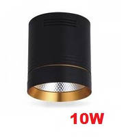 Потолочный светильник цилиндр Feron AL542 10W 4000K 850Lm LED точечный накладной светодиодный черный+золото