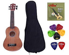 Укулеле сопрано Glarry UK101 BR (чохол, струни, скарбничка, медіатор)