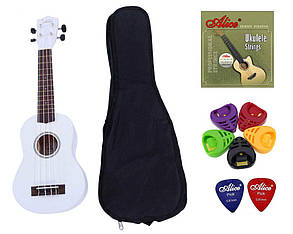 Укулеле сопрано Glarry UK101 WH (чохол, струни, скарбничка, медіатор)