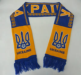 Шалик сувенірний в'язаний з логотипом України синьо-жовтий