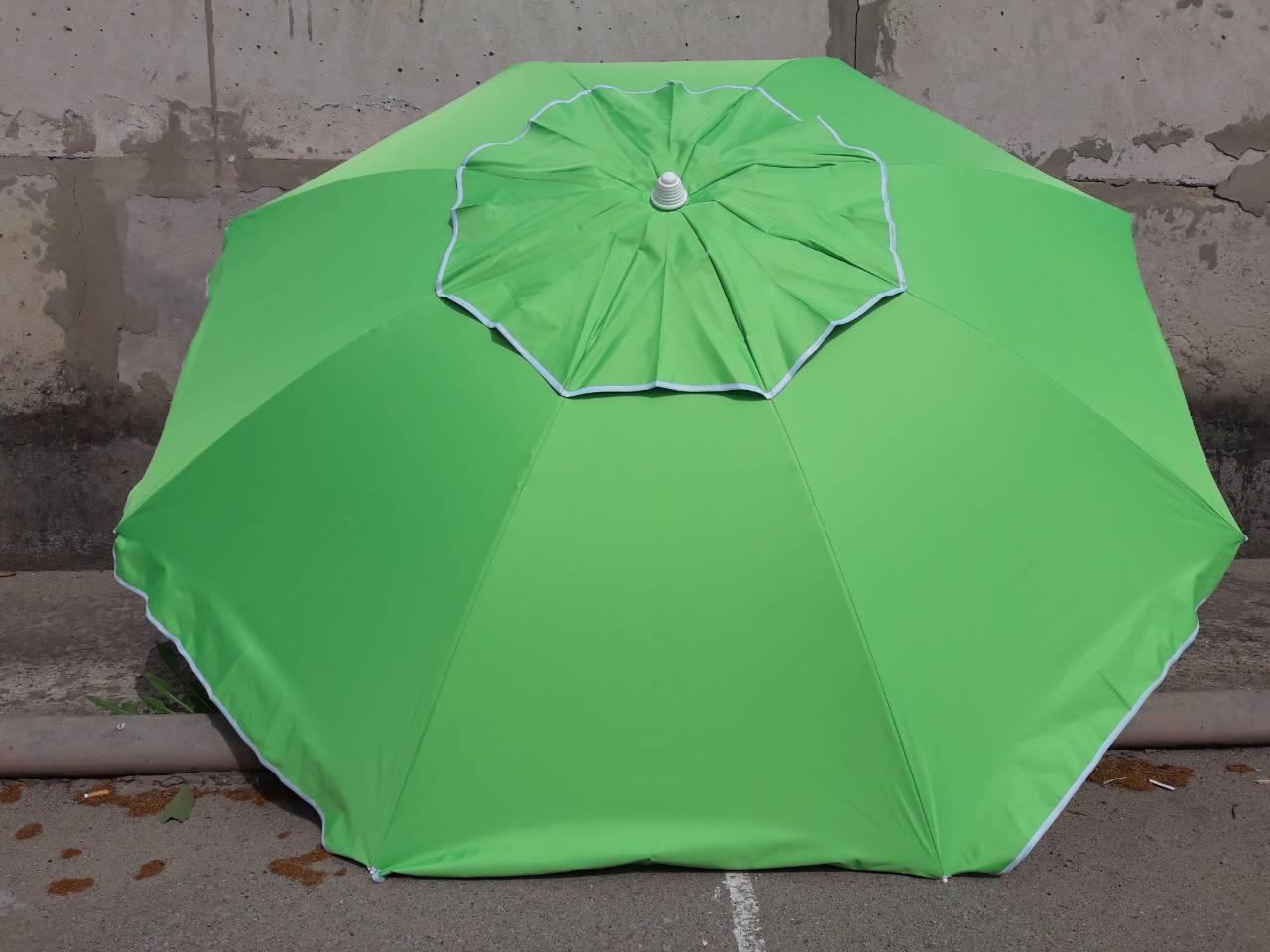 Пляжний зонт тканинний 1,8 м клапан нахил чохол зелений