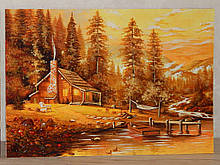 Картина з бурштину Домік у лісі