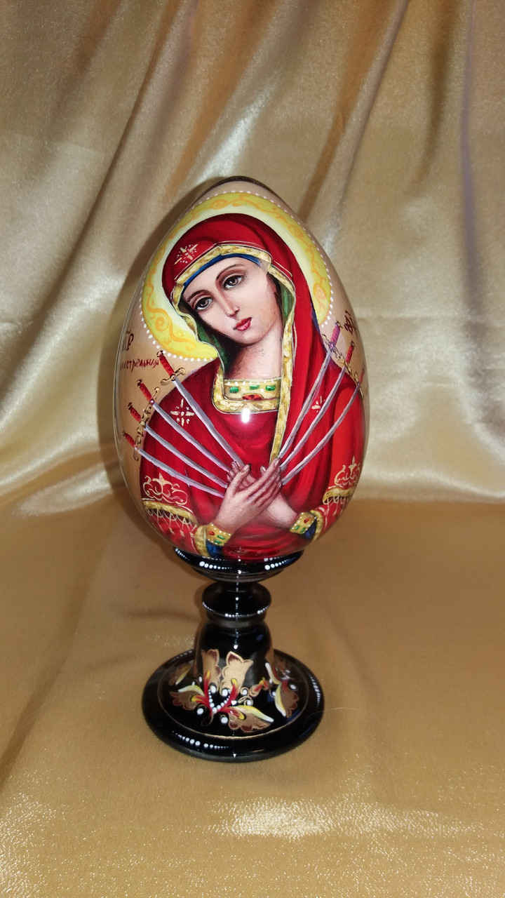 Яйцо пасхальное на подставке "Семистрельная" икона Божией Матери - фото 1 - id-p619851104