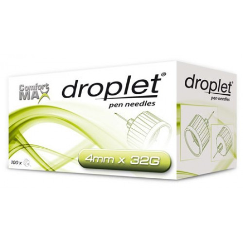 Голки для інсулінових шприц-ручок Дроплет (Droplet) 4 mm x 32G №100шт, Польща