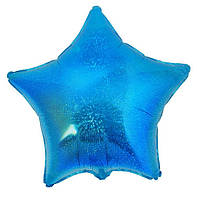 Зірка фольгована "Зірка голограма конфетті" 18"/45см.(для надува повітрям)- Синій/Блакитний