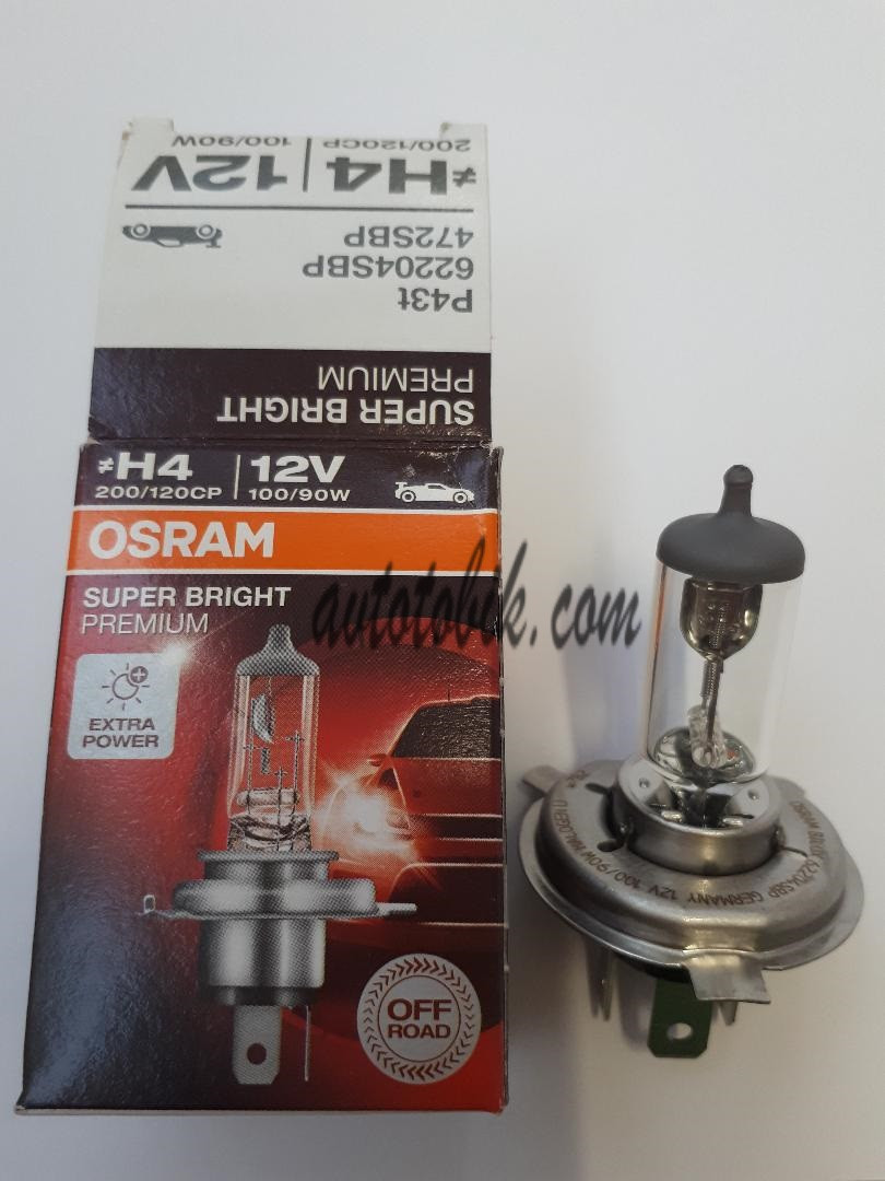 Автомобільна лампа Osram H4 12V SUPER BRIGHT PREMIUM 100/90W (1шт.), фото 1