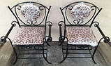 Столик журнальний, валений "NOTA" з металевою стільницею+стуля, ковані зі спинкою та підлокітниками, фото 2